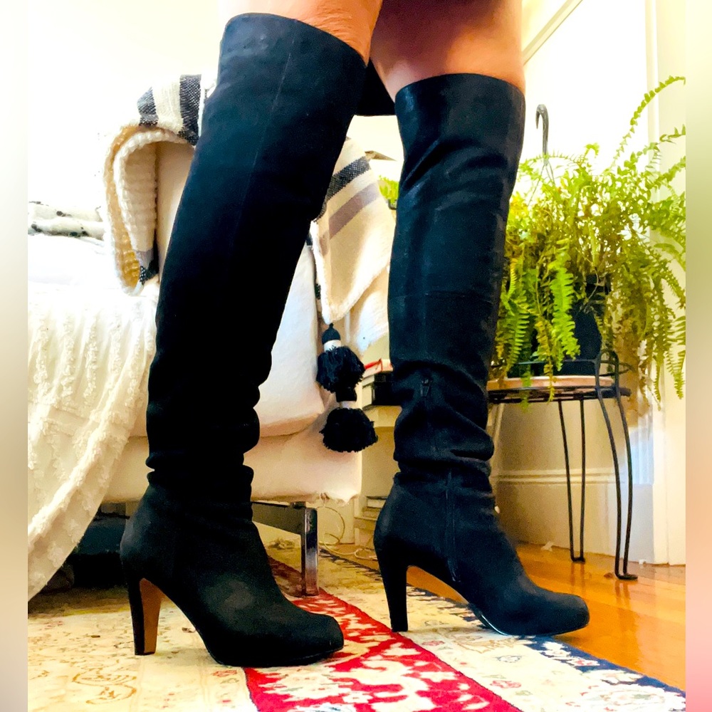 Aldo Over the Knee Boots - Black Suede